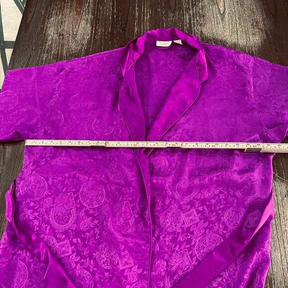 Victoria’s Secret Gold Label Purple Satin Jacquard Long Robe - Women’s Size M/L - Picture 10 of 10